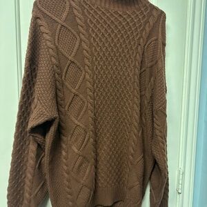 Sunday Best Chocolate Cable Knit Turtleneck Sweater